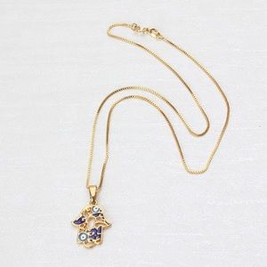 Evil eye hamsa gold plated necklace